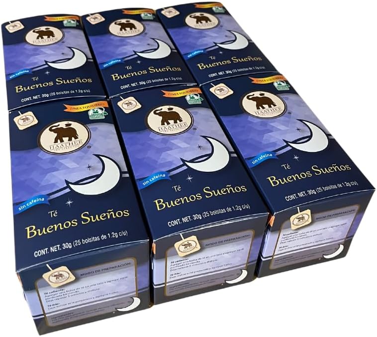 Pack Té Haathee, Línea Equilibrio Buenos Sueños (6 cajas con 25 sobres c/u)