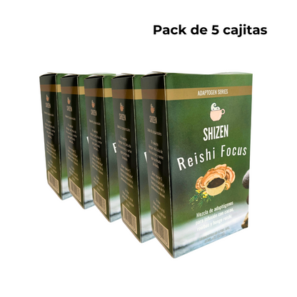 Pack Té, Línea Shizen Hongo Reishi, Cacao y Rooibos (5 cajas con 16 sobres c/u)