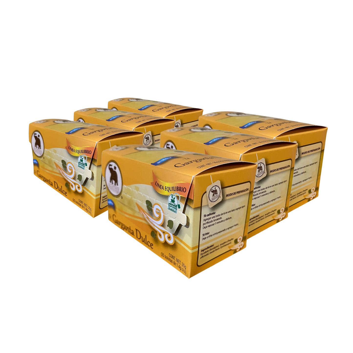 Pack Té Haathee, Línea Equiibrio Garganta Dulce (6 cajas con 25 sobres c/u)