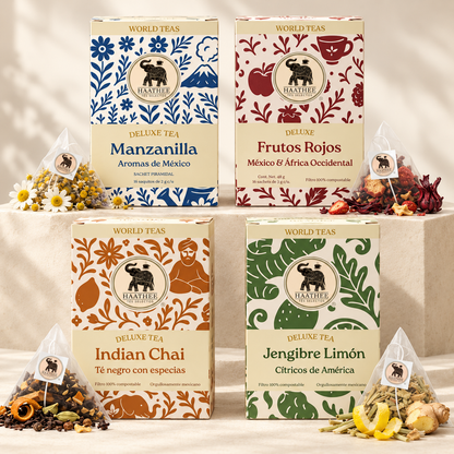 Pack Haathee Deluxe · 4 sabores · 64 sachets piramidales
