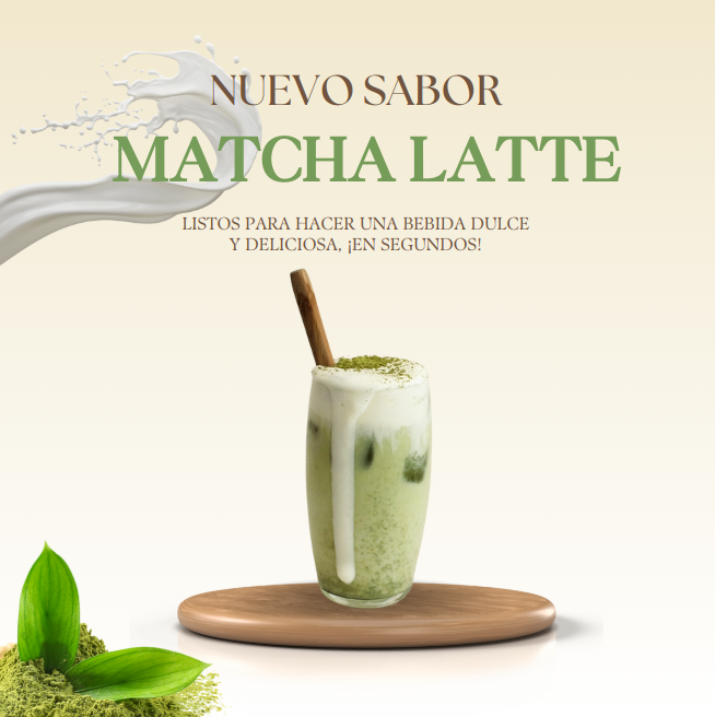 Polvo para bebida instantánea con leche (Taro, Matcha y Chai).