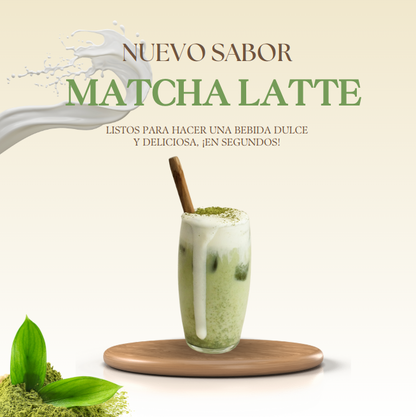 Polvo para bebida instantánea con leche (Taro, Matcha y Chai).