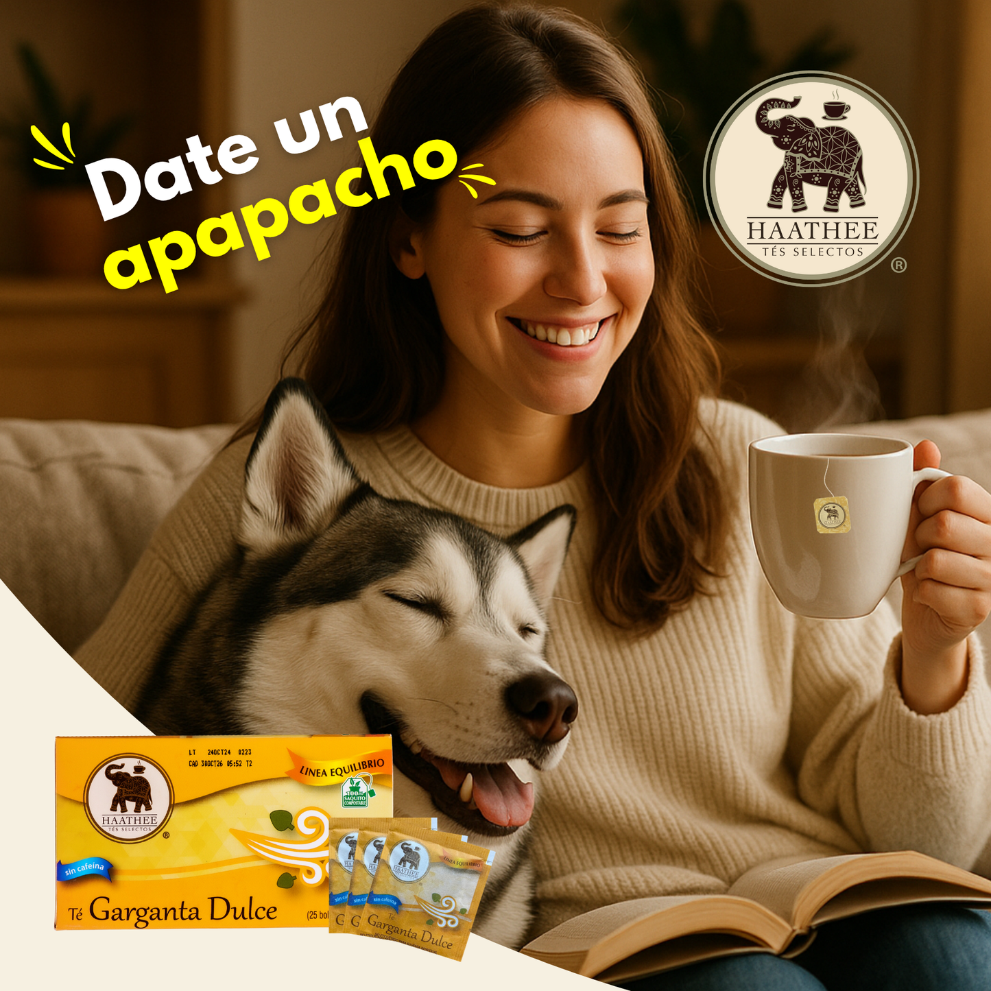 Pack Té Haathee, Línea Equiibrio Garganta Dulce (6 cajas con 25 sobres c/u)