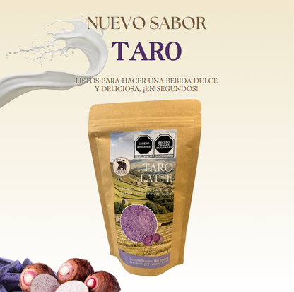 Polvo para bebida instantánea con leche (Taro, Matcha y Chai).